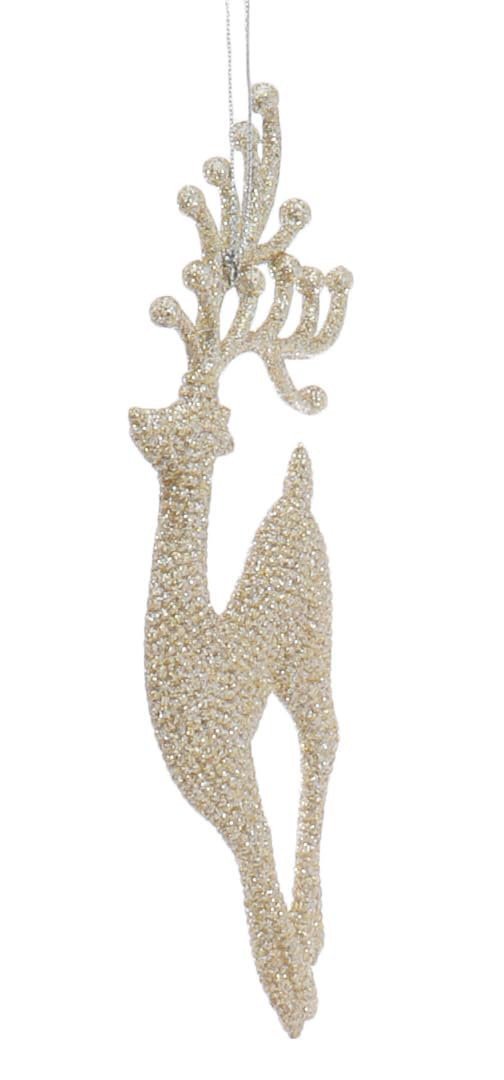 Kurt S. Adler 7” Champagne Gold Diamond Reindeer Acrylic Ornaments Pair... product image view 5