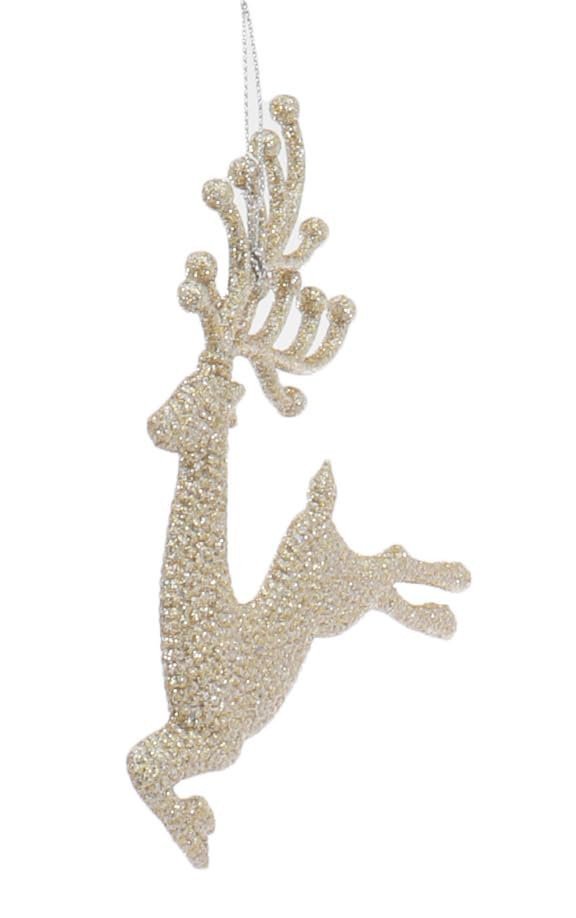 Kurt S. Adler 7” Champagne Gold Diamond Reindeer Acrylic Ornaments Pair... product image view 3