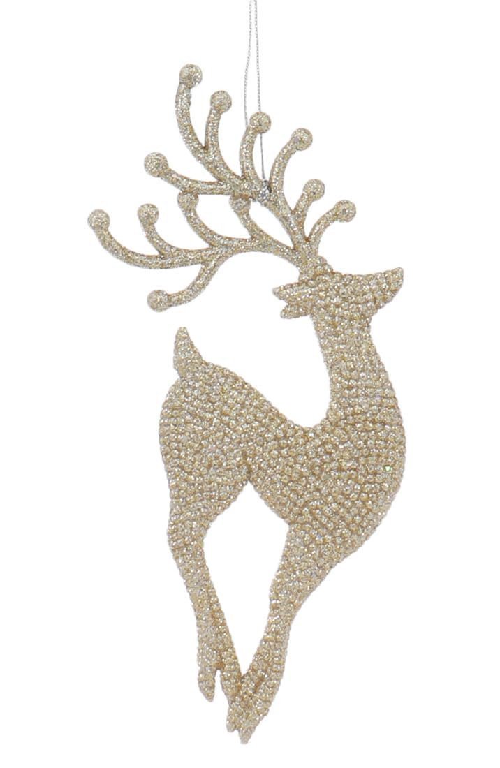 Kurt S. Adler 7” Champagne Gold Diamond Reindeer Acrylic Ornaments Pair... product image view 4