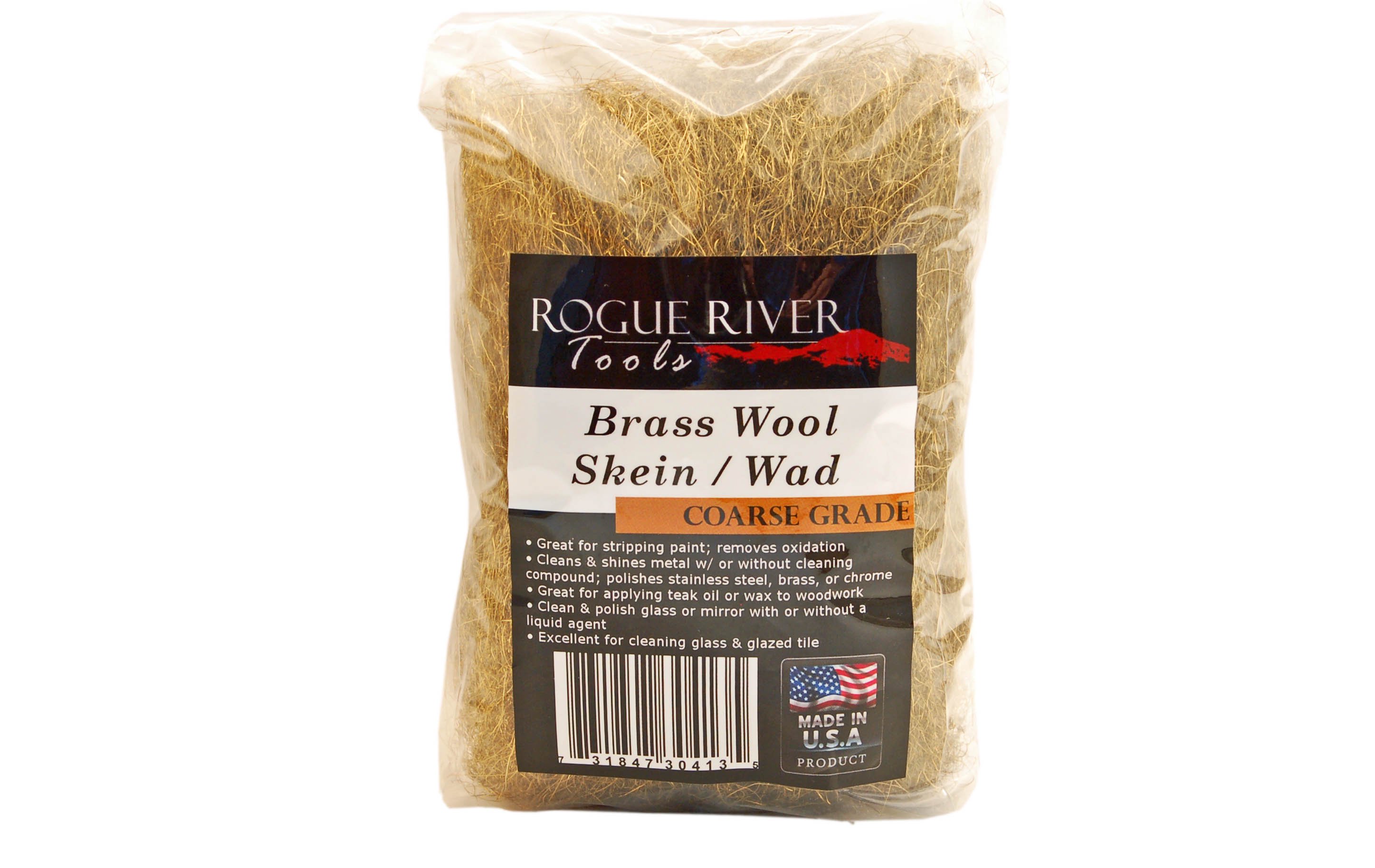 Brass Wool (3.5 Oz Skein/Pad) - by Rogue River Tools. CHOOSE GRADE! -Made in USA