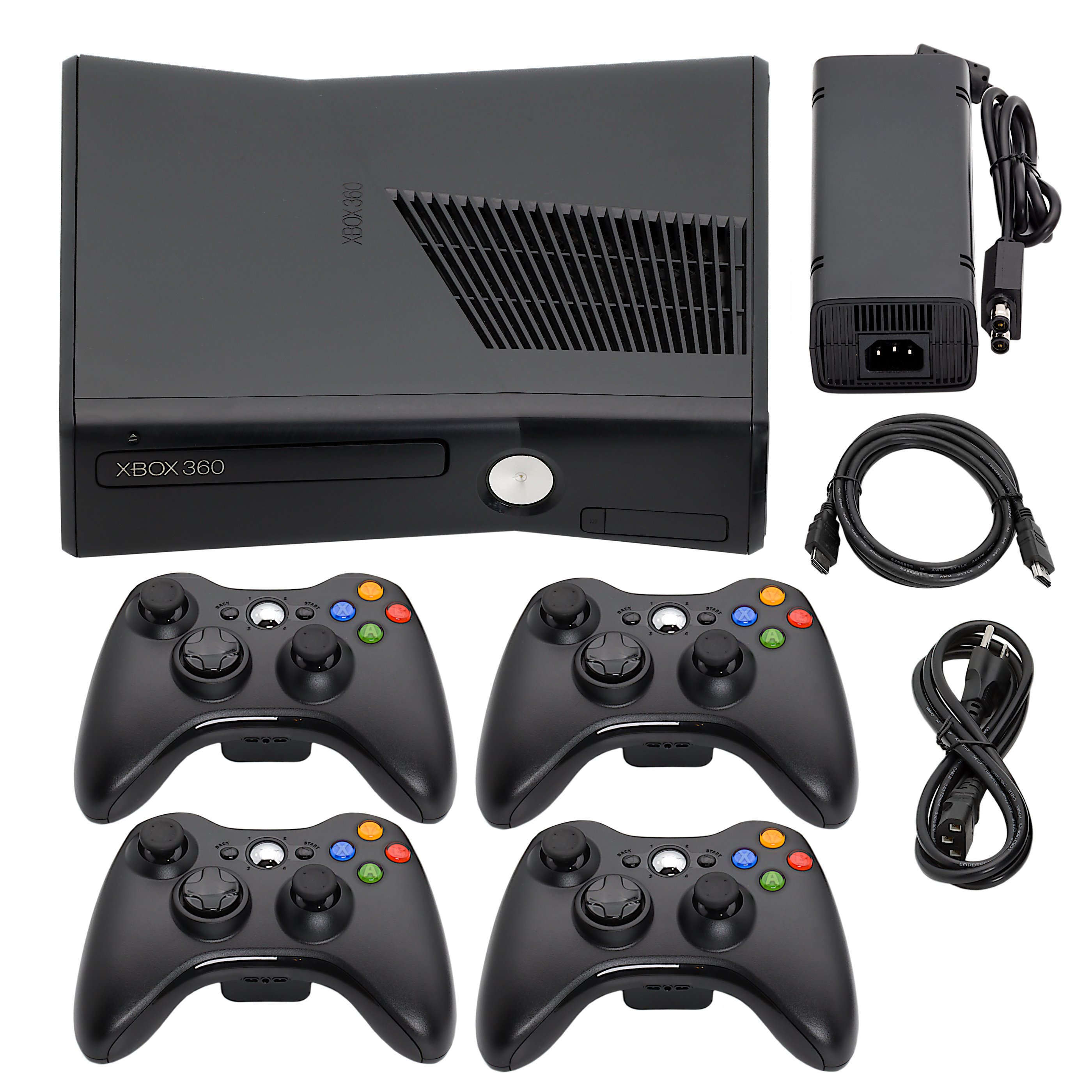 Microsoft Xbox 360 S Console 4GB 250GB 500GB Black + 1-4 Controllers + USA
