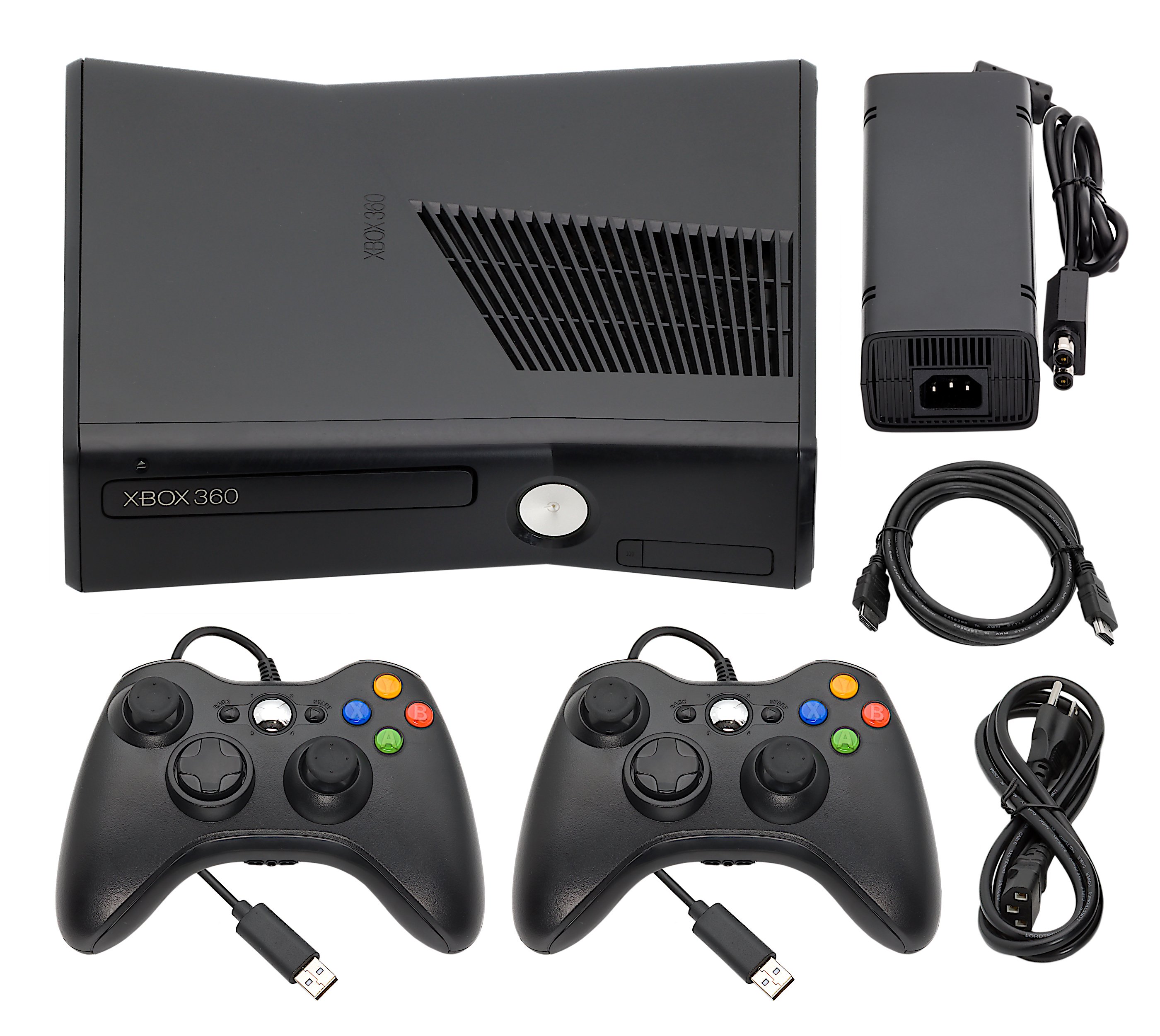 Xbox 360 Console S 4GB to 500GB + Pick Wired Controllers