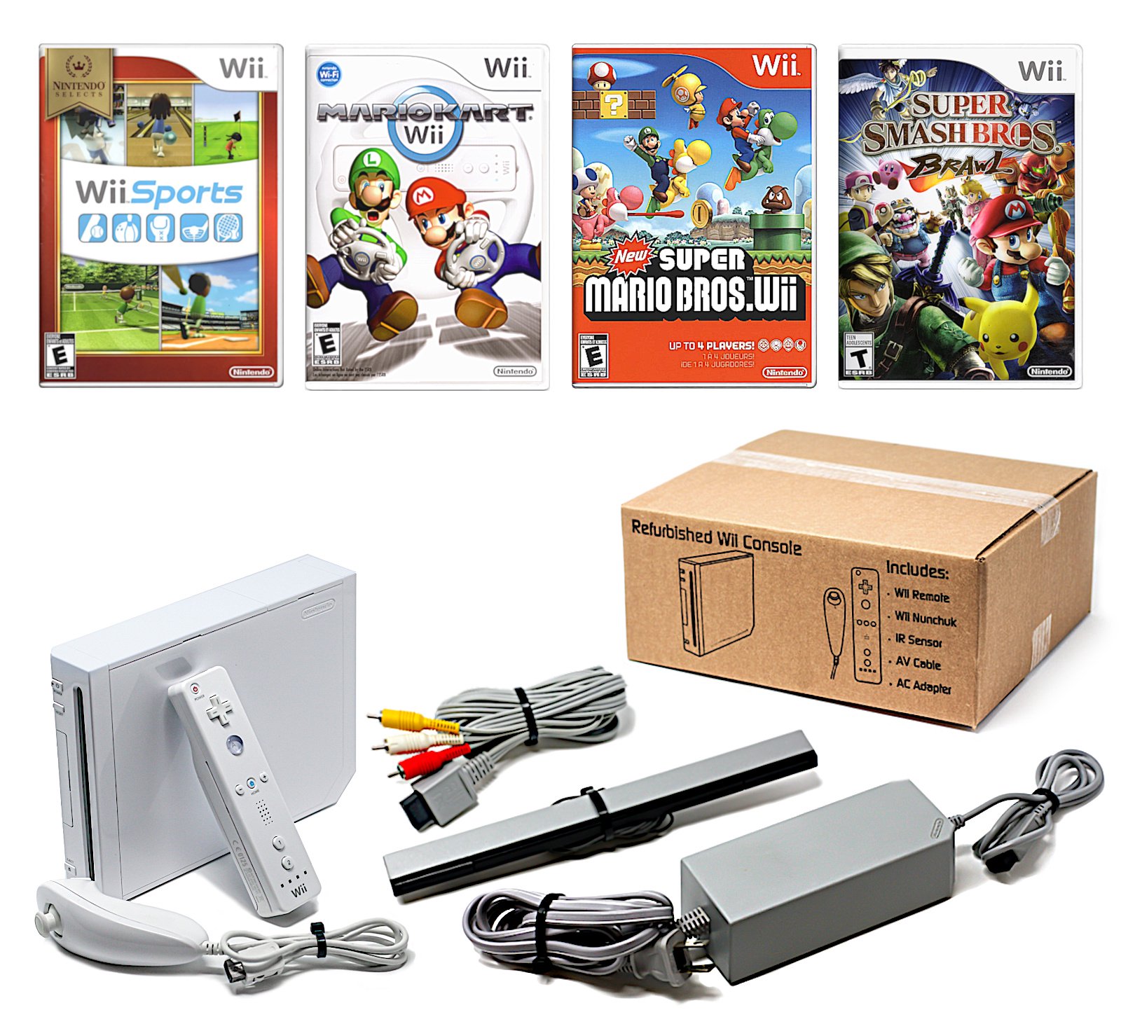 Buy Authentic Wii Console System White + Pick Games, Controllers
