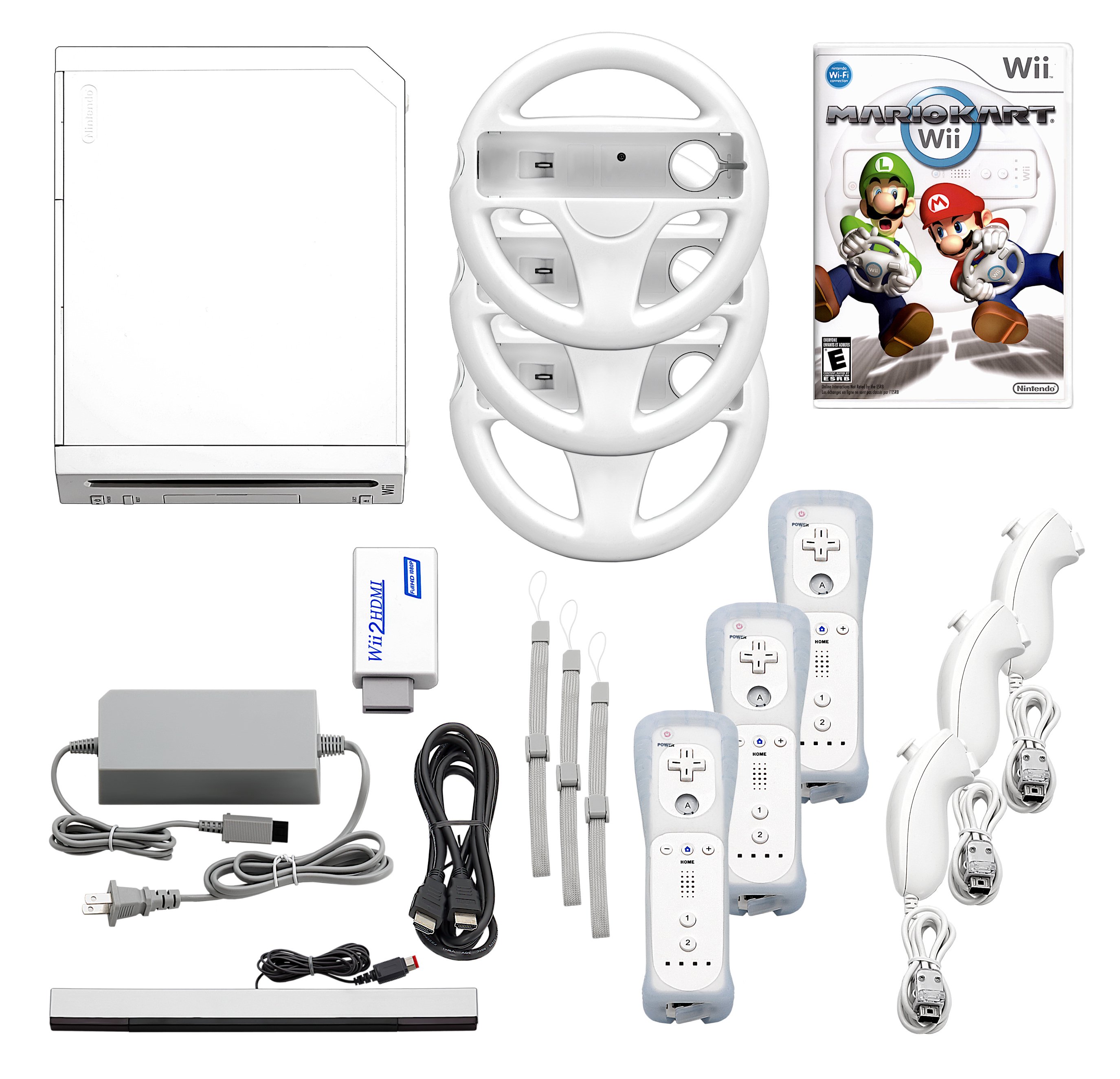 Buy Nintendo Wii Console HD + Mario Kart+ Pick 1-4 Voomwa Remotes