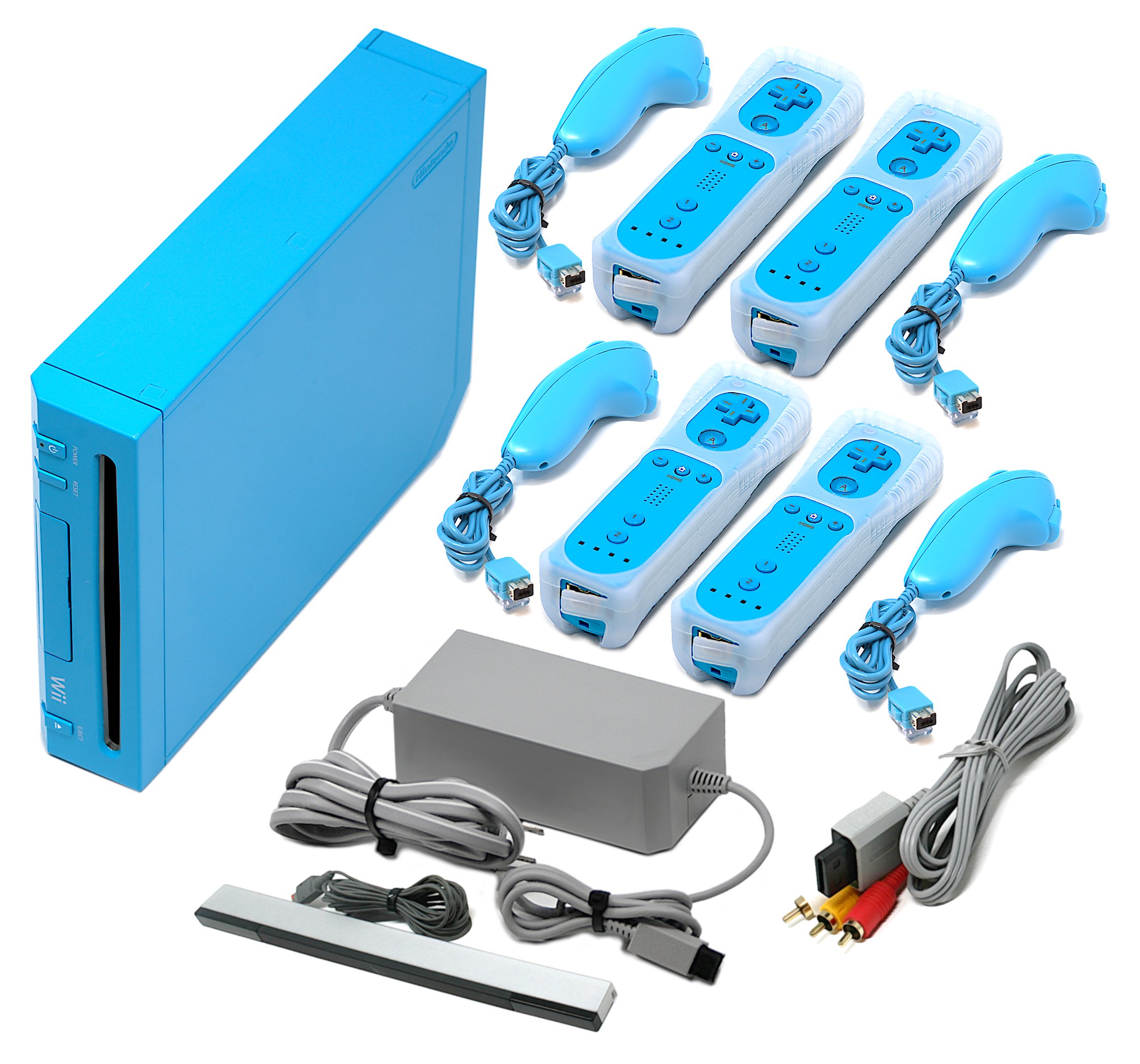 Nintendo Wii Game Console Blue + Pick 1-4 Remotes, Wii Sports