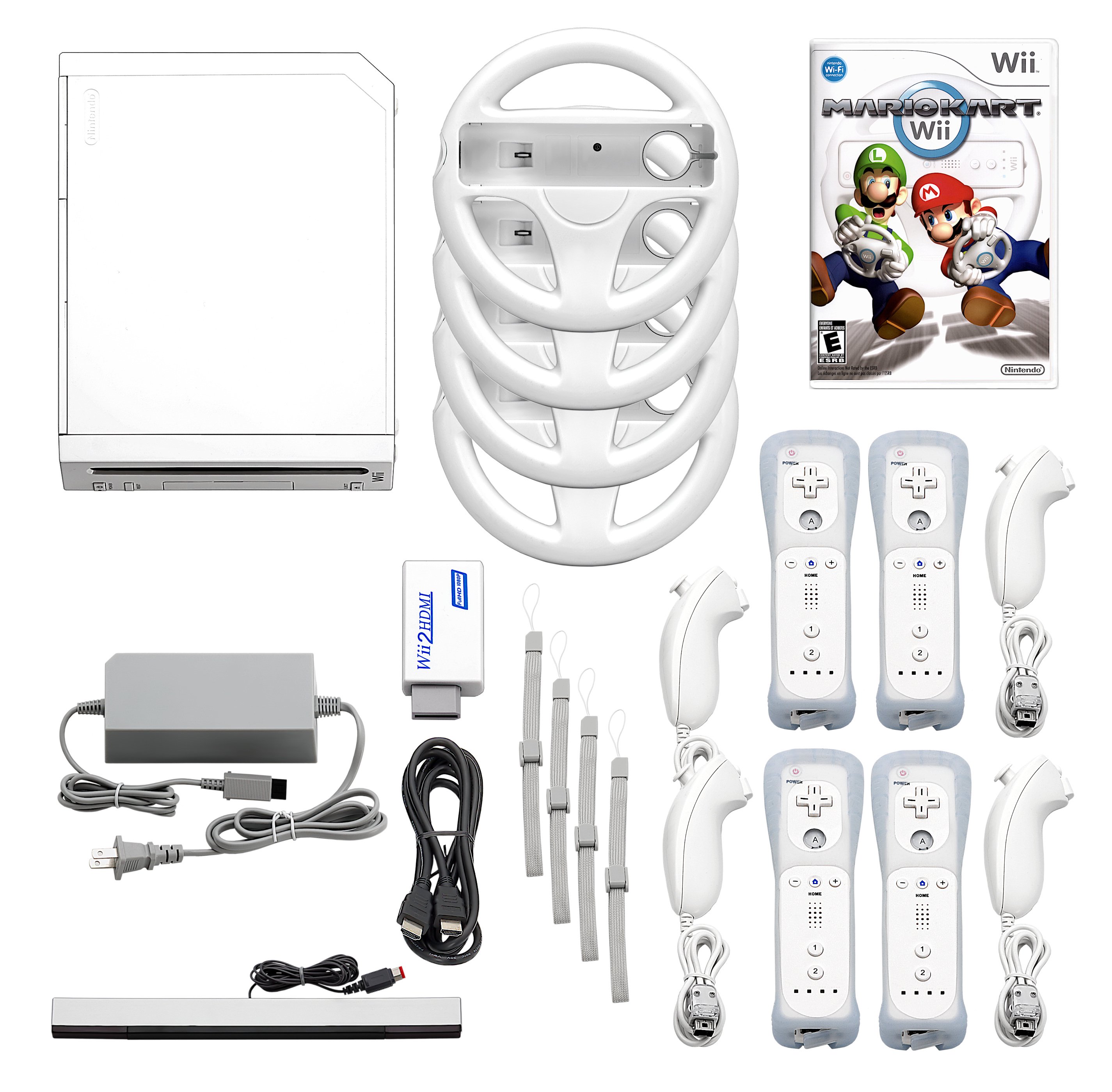 Buy Nintendo Wii Console HD + Mario Kart+ Pick 1-4 Voomwa Remotes