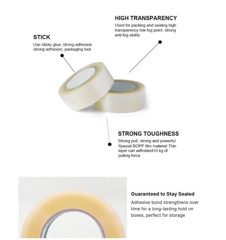 12 Rolls Shipping Packaging Box Packing Sealing Tape 2 mil 2